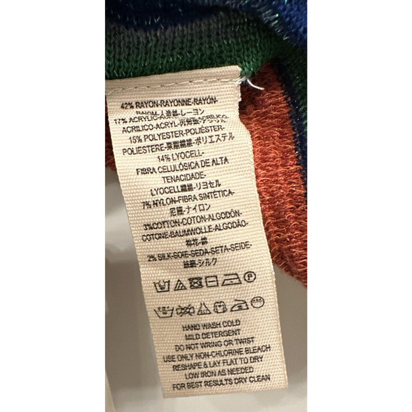 Free People Women Metallic Stripe Tie Front Sweater Sharkbite Hem Boho One Size - Picture 6 of 9